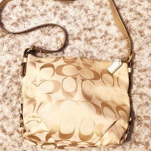 Large Coach Carly signature hobo handbag